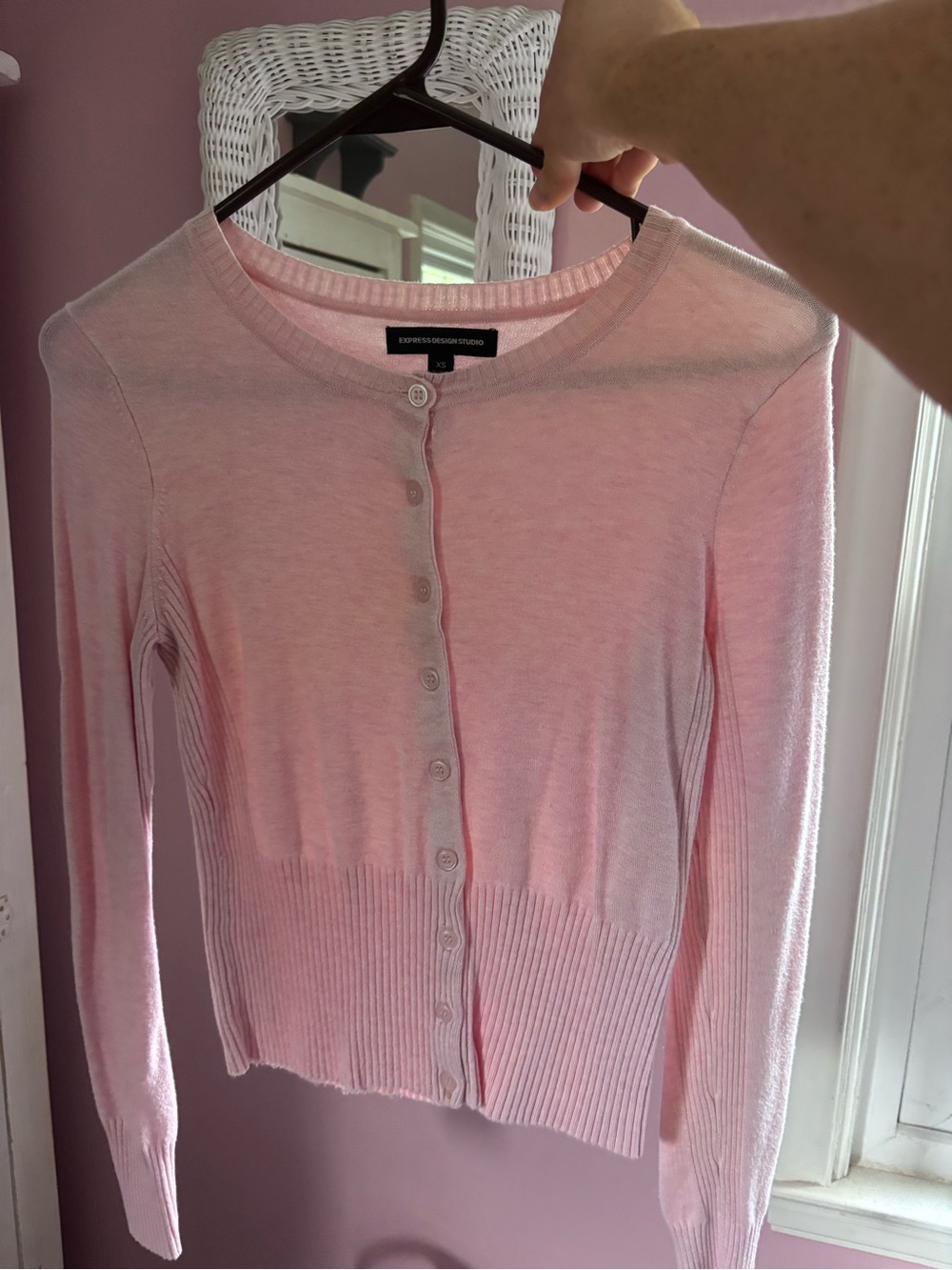 Express Light Pink Button-Front Women's Cardigan